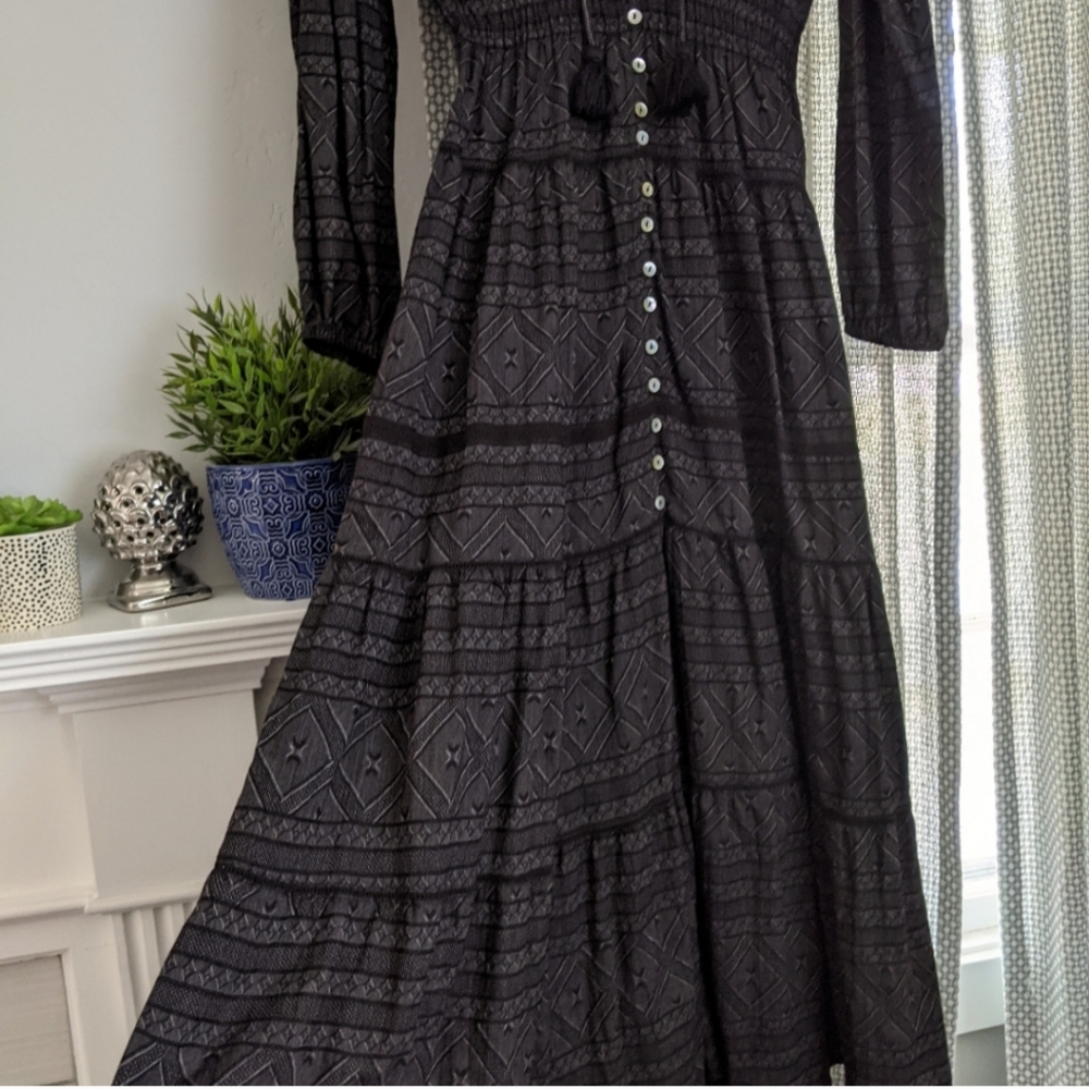 Carly Jean Los Angeles Bohemian / Western / Prairie /  Tiered Maxi Prairie Dress - Picture 10 of 16